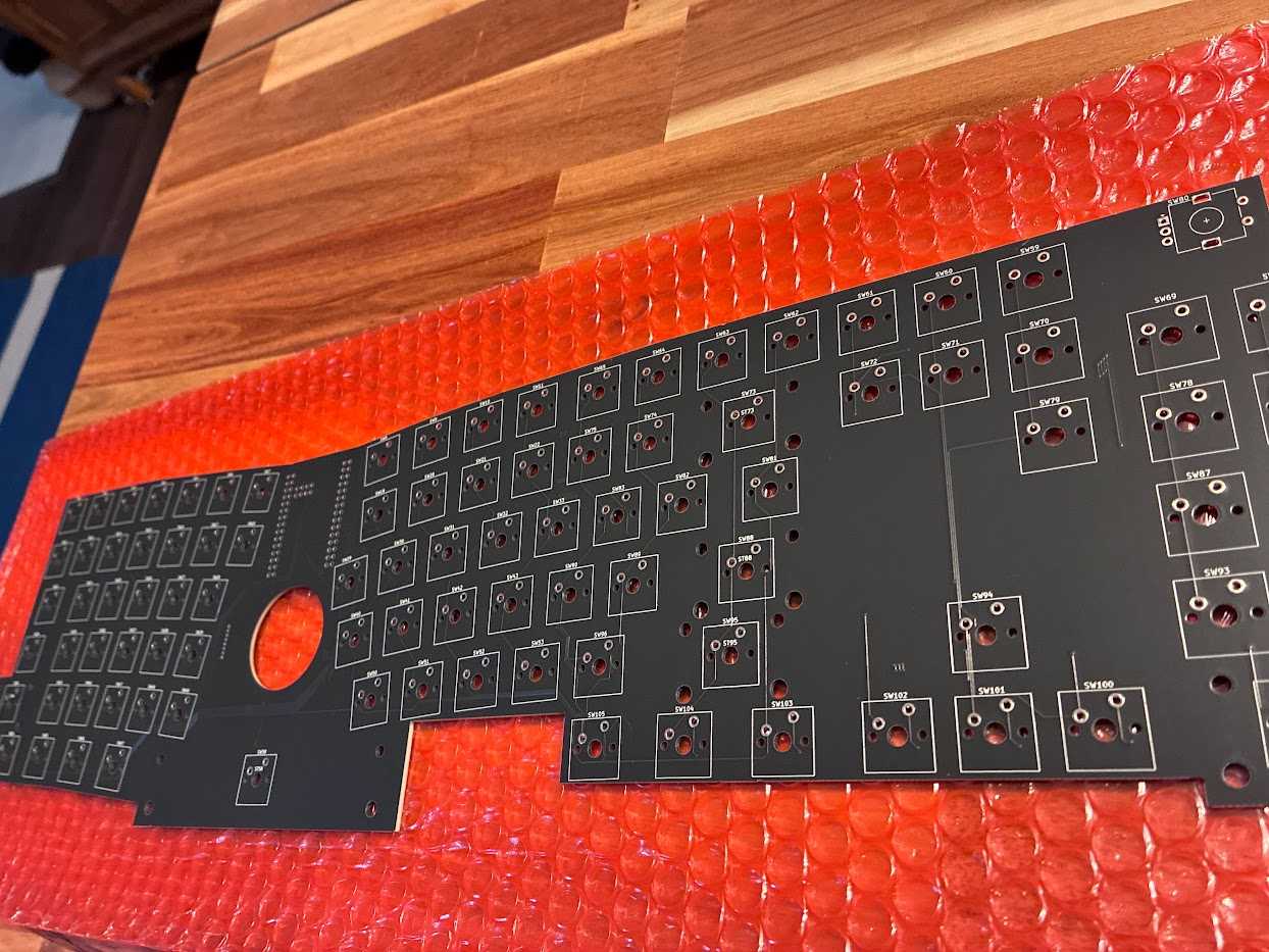 Close view of the assembled keyboard board